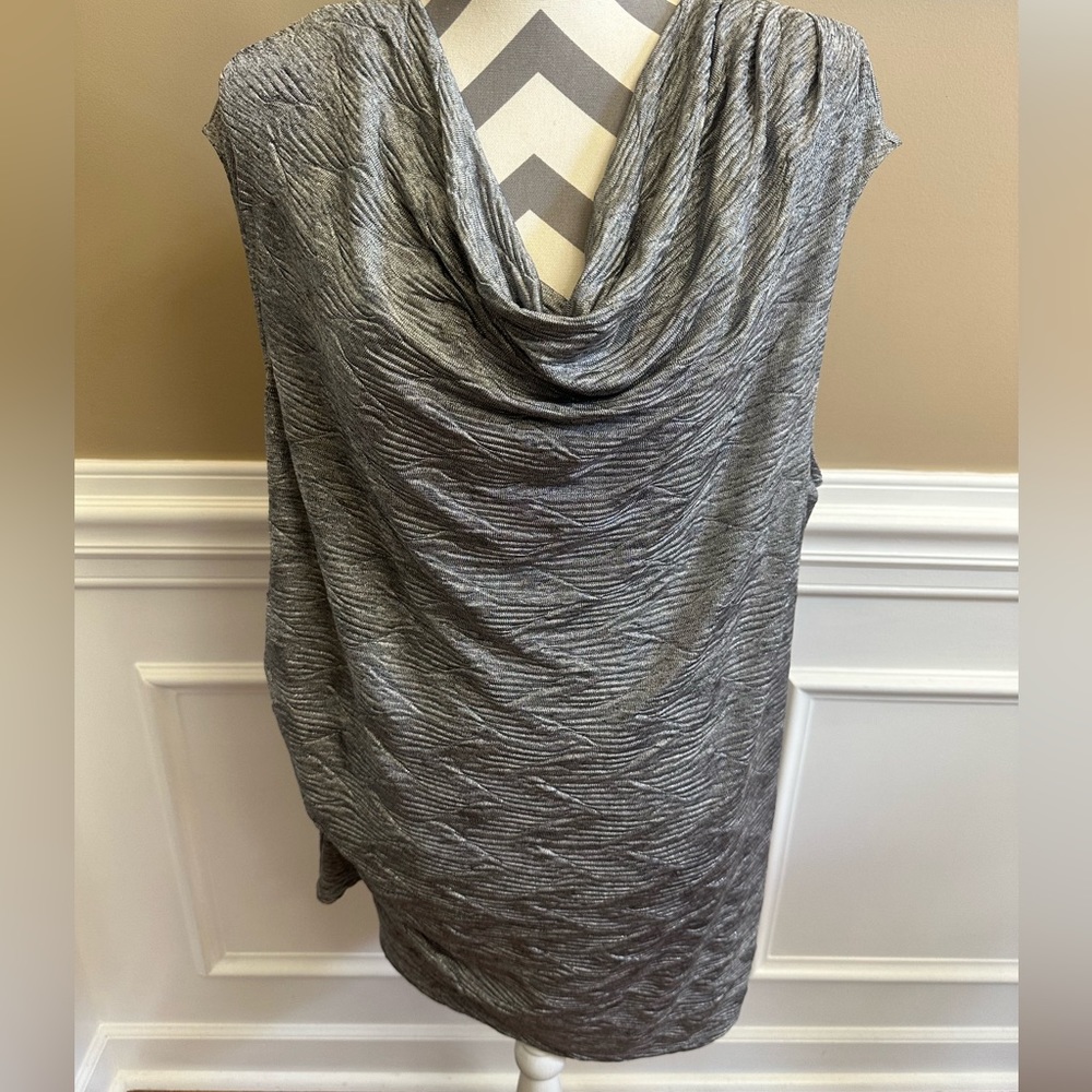 Calvin Klein Metallic Silver Sleeveless Ruched Top Women’s Size 2XL